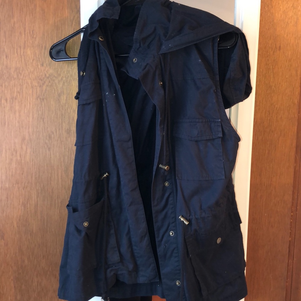 Navy blue vest with hood
